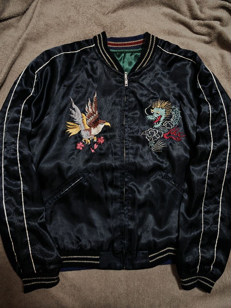 テーラー東洋２面用 龍スカル ワシ 日本限定 スカジャン vintage　サテン