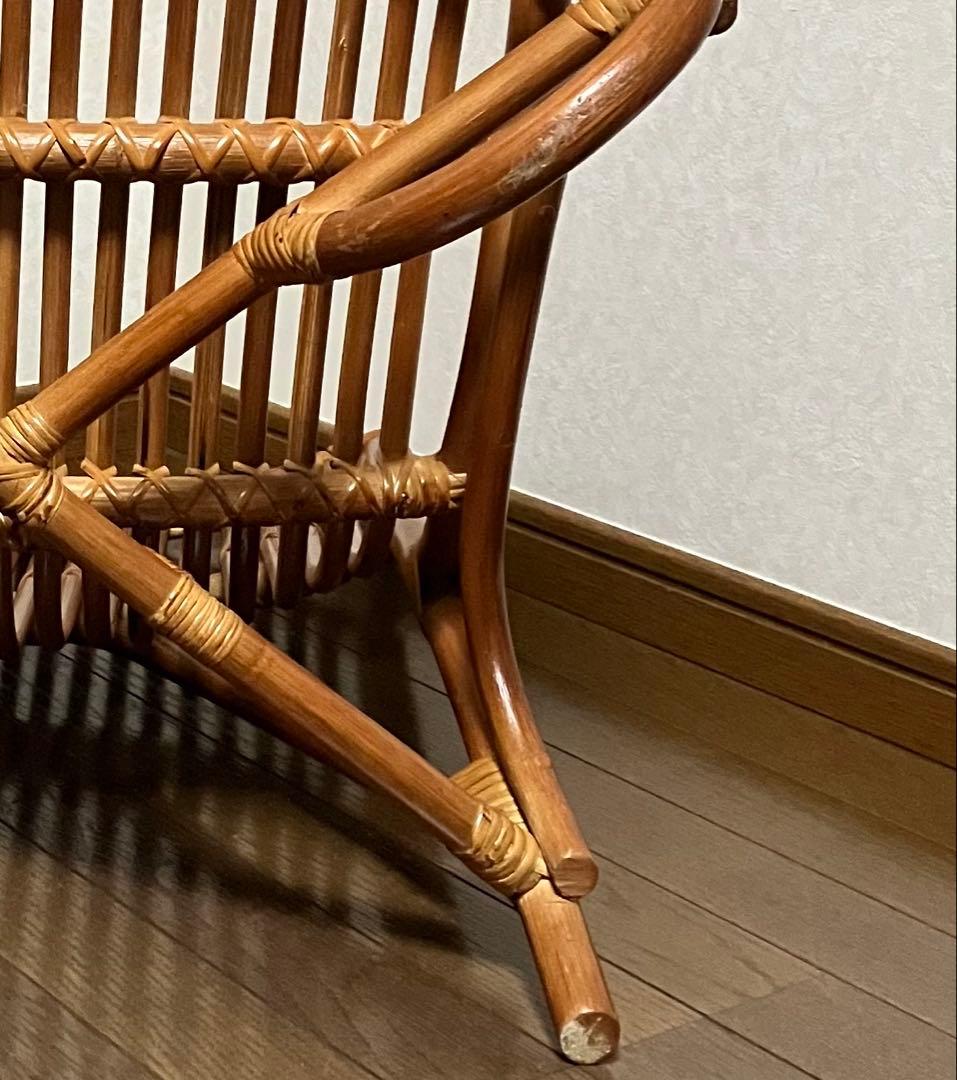 ラタン椅子 美品 ヴィンテージ (中古) 籐家具 和モダン 昭和 美しい曲線美