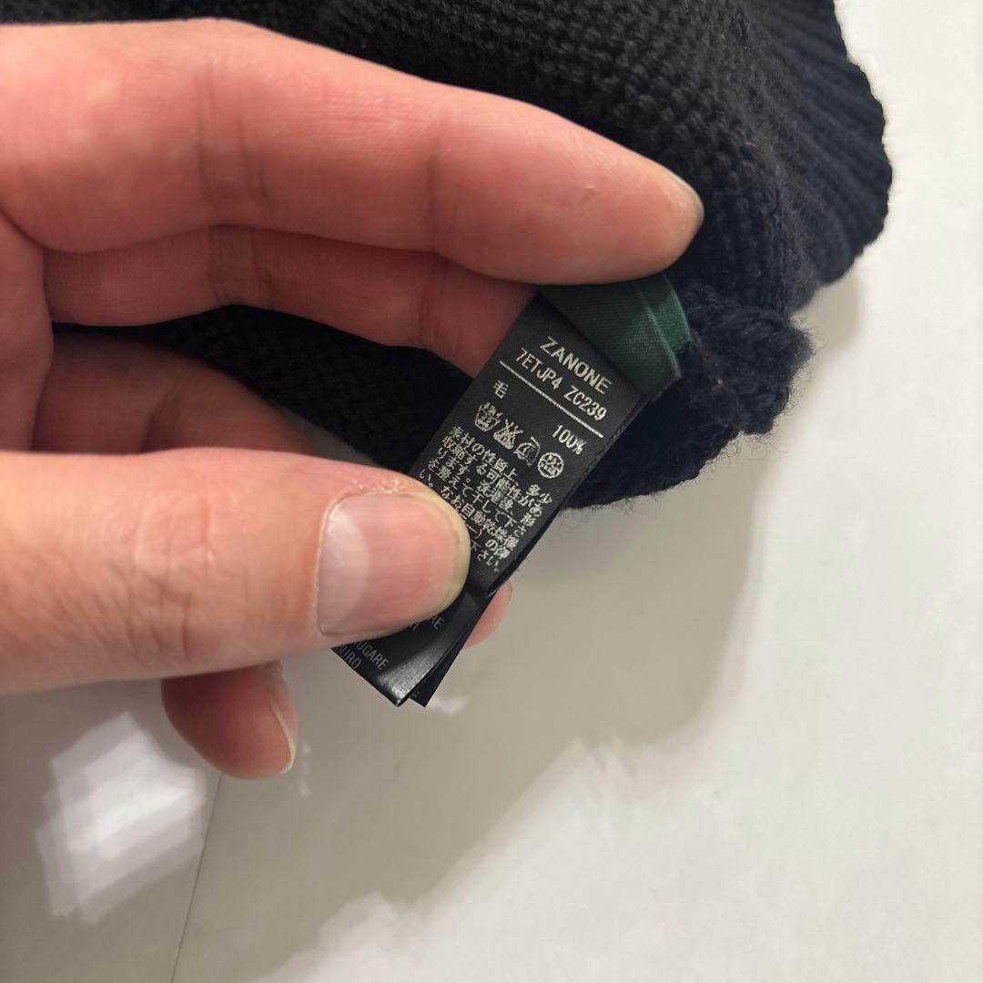 【美品】ZANONE ザノーネ 5ゲージ クルーネックニット ブラック 44