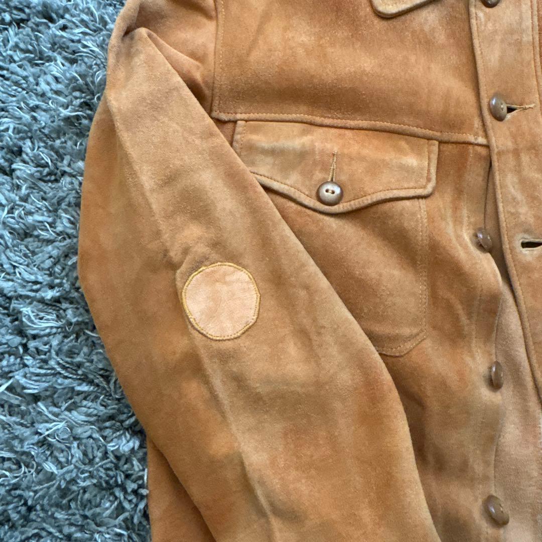 40s ヴィンテージ　レザーシャツ　スウェード　ベージュ　ベークライト