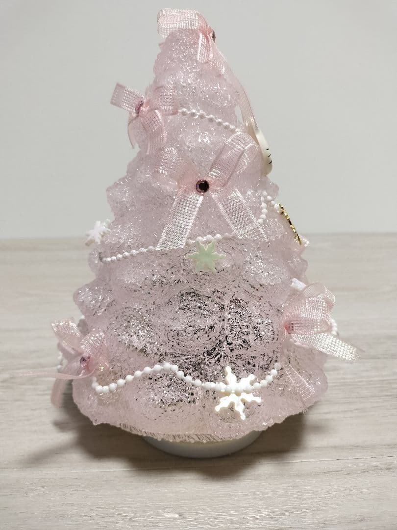 サンリオ ハローキティライト付きクリスマス クリアツリー ピンク オルゴール付き