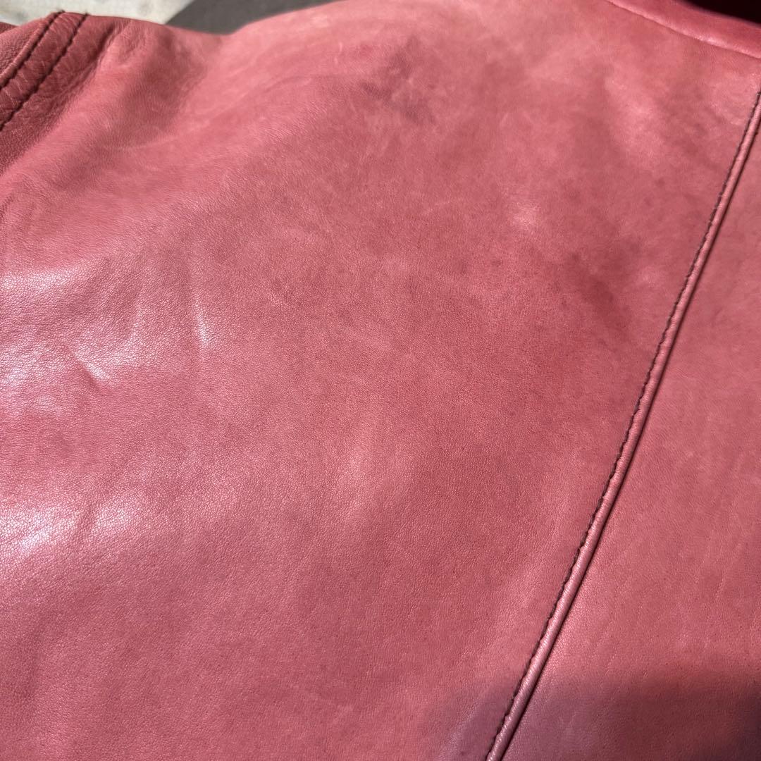 【希少】コレクティブ　ラムレザー　シングルライダース　ジャケット　レッド