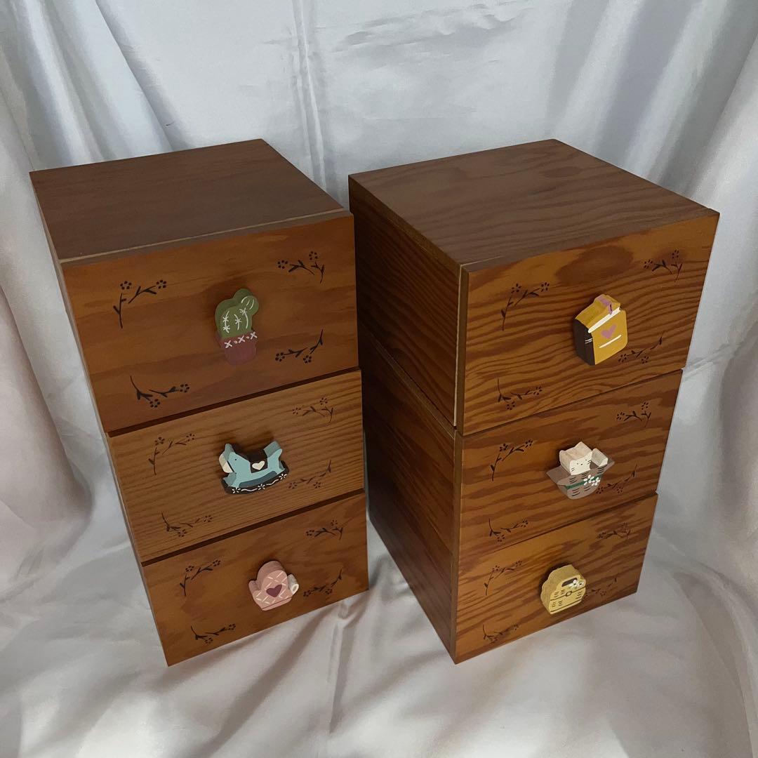 【新品未使用】木製小物入れ 6点セット レトロ 収納ケース 引き出し