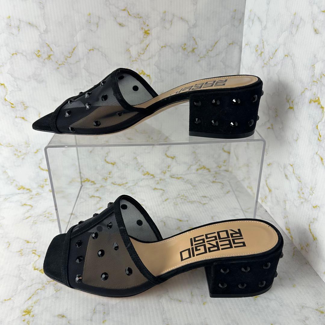 セルジオロッシ✨ほぼ未使用 スタッズ付ミュールサンダル シースルー サイズ37