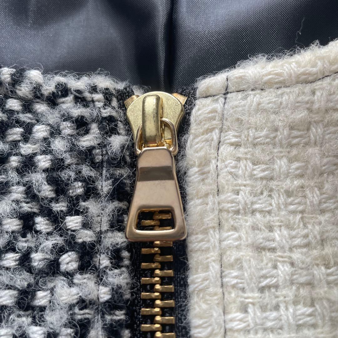 sheller シェリエ ジップアップ チェック ツィード ワンピース