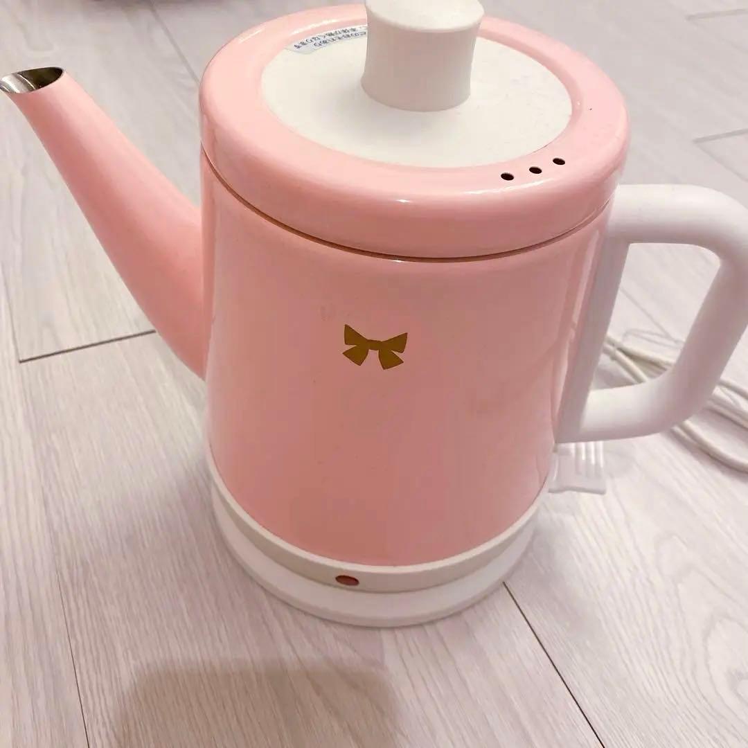 新品　ピンク 電気ケトル 可愛い　リボン　ゴールド　姫　レトロ　カントリー