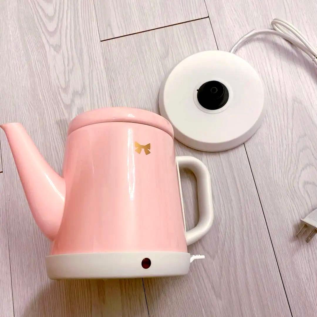 新品　ピンク 電気ケトル 可愛い　リボン　ゴールド　姫　レトロ　カントリー