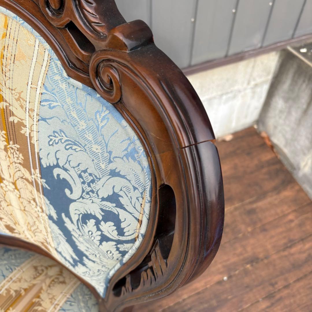①ビクトリアン装飾 花柄 木製ダイニングチェア 姫系 イタリア家具 アンティーク