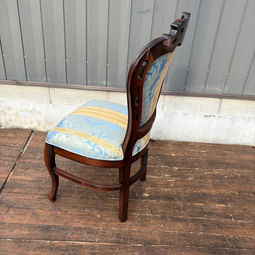 ①ビクトリアン装飾 花柄 木製ダイニングチェア 姫系 イタリア家具 アンティーク