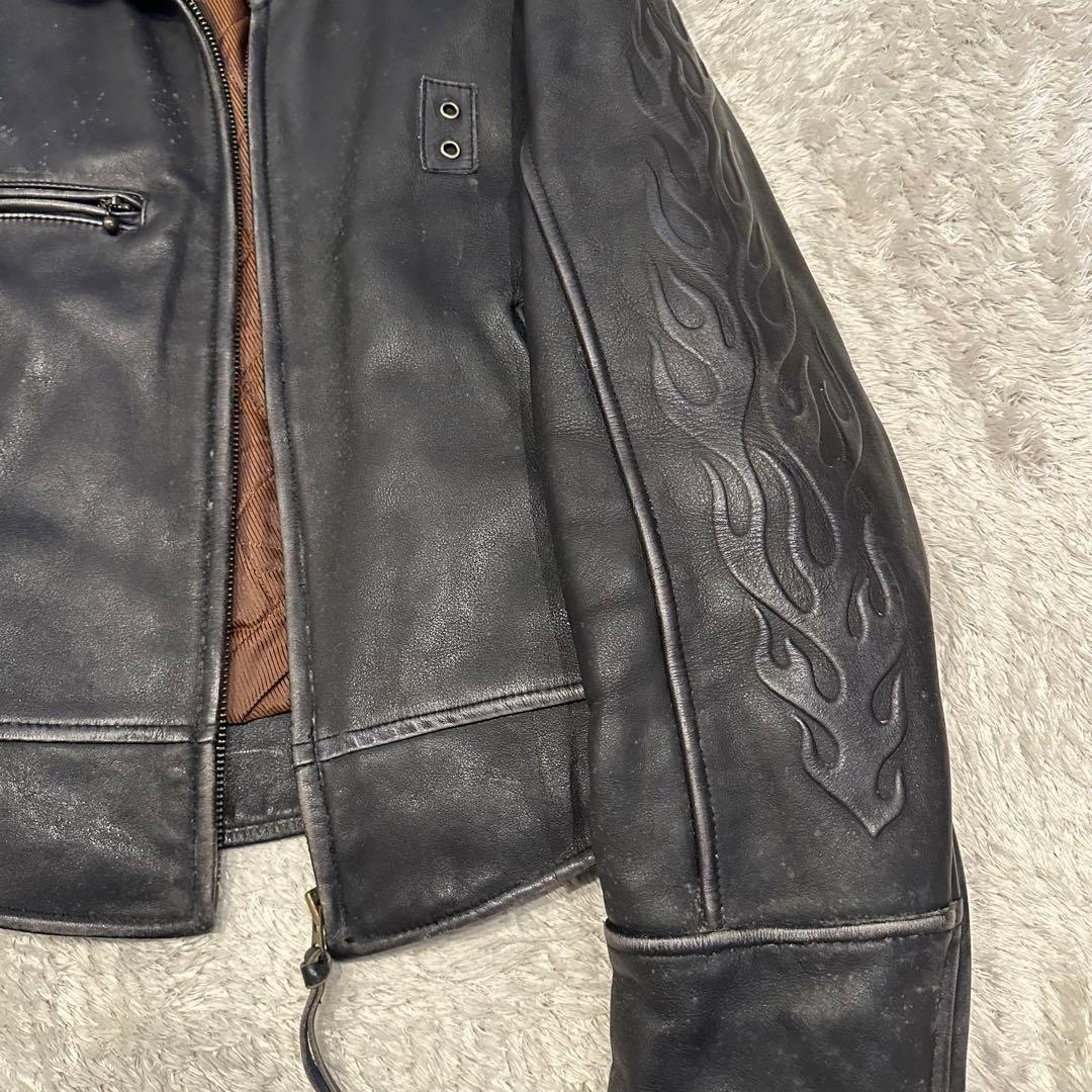 ハーレーダビッドソン　レザー　ジャケット　メンズ　サイズM エンボス　ファイアー