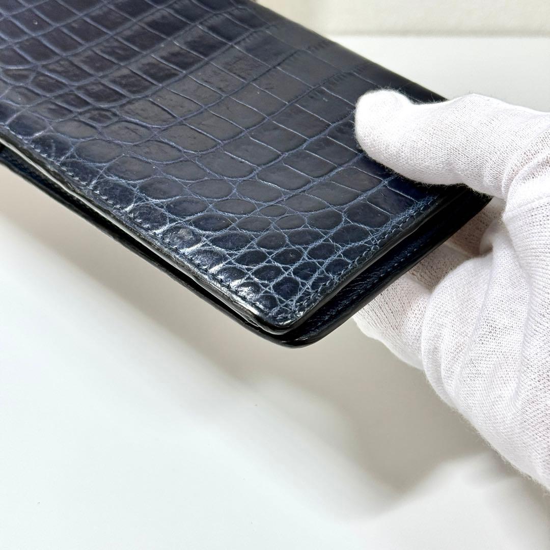 美品 ルイヴィトン クロコダイル 長財布 ポルトフォイユ ブラザ ネイビー 紺色