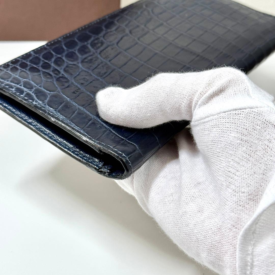 美品 ルイヴィトン クロコダイル 長財布 ポルトフォイユ ブラザ ネイビー 紺色