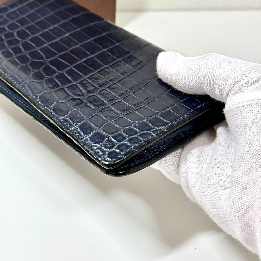 美品 ルイヴィトン クロコダイル 長財布 ポルトフォイユ ブラザ ネイビー 紺色