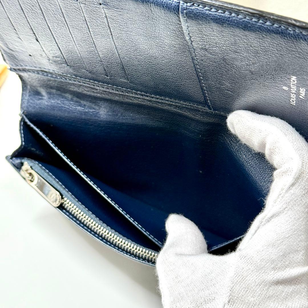 美品 ルイヴィトン クロコダイル 長財布 ポルトフォイユ ブラザ ネイビー 紺色