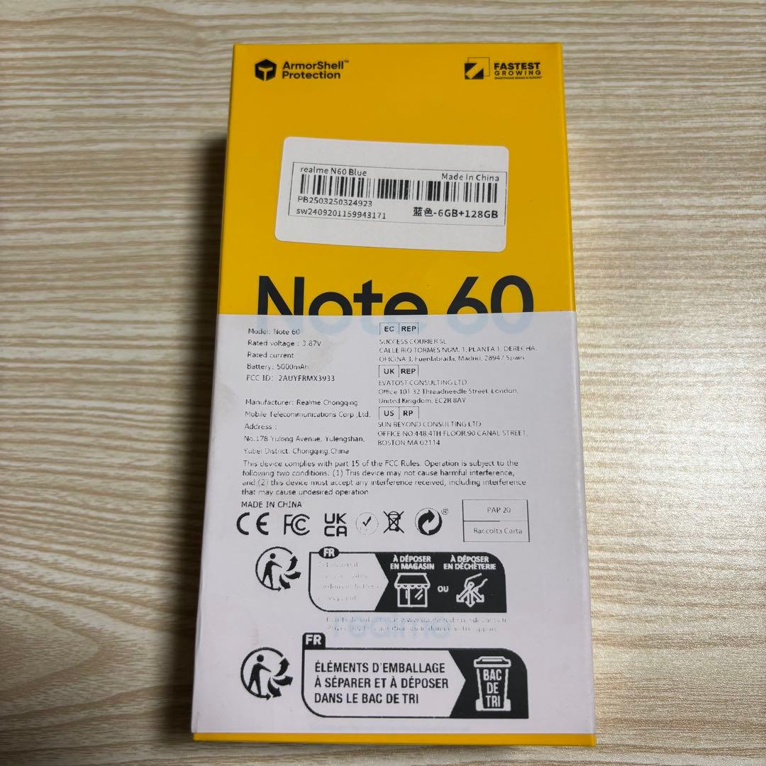 新品 realme Note 60 6/128GB SIMフリー グローバル版