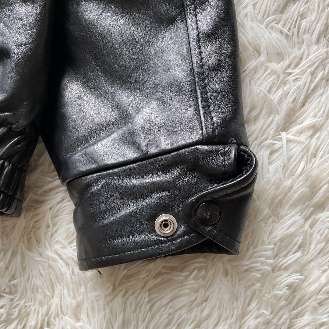 90's✨レザーコーチジャケット　スタジャン　本革　44 ブラック　ワッペン