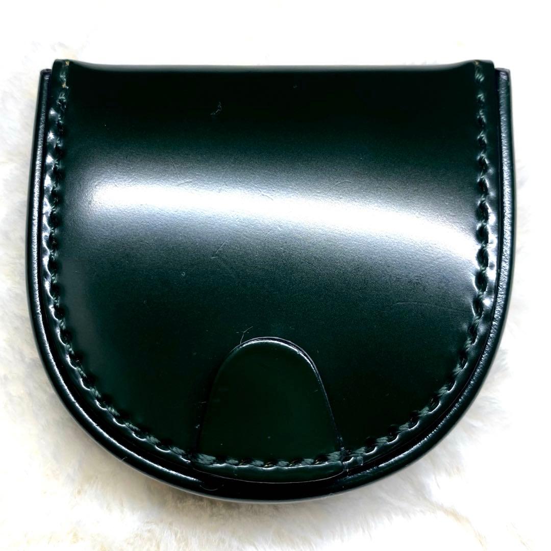 ✨未使用✨大峡製鞄　コードバン　ケース　小銭入れ　馬革　艶　ダークグリーン