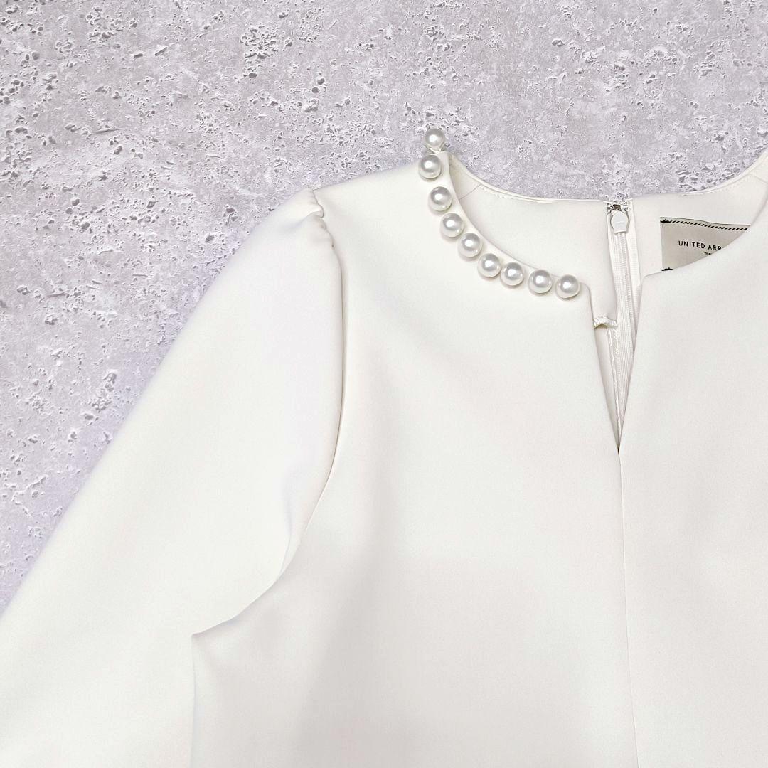 UNITED ARROWS SPONGY パールモチーフペプラムブラウス　38