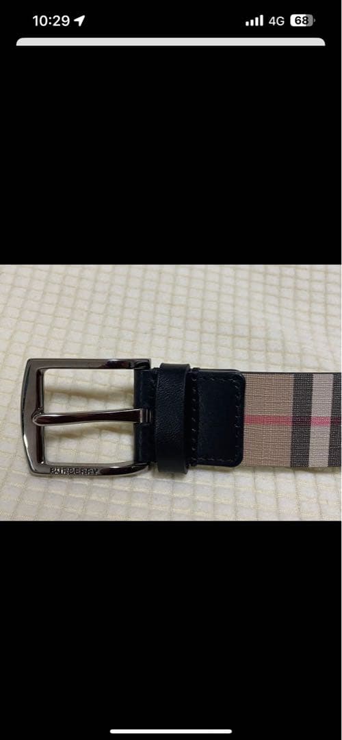 チェック柄 レザーベルト メタルバックル