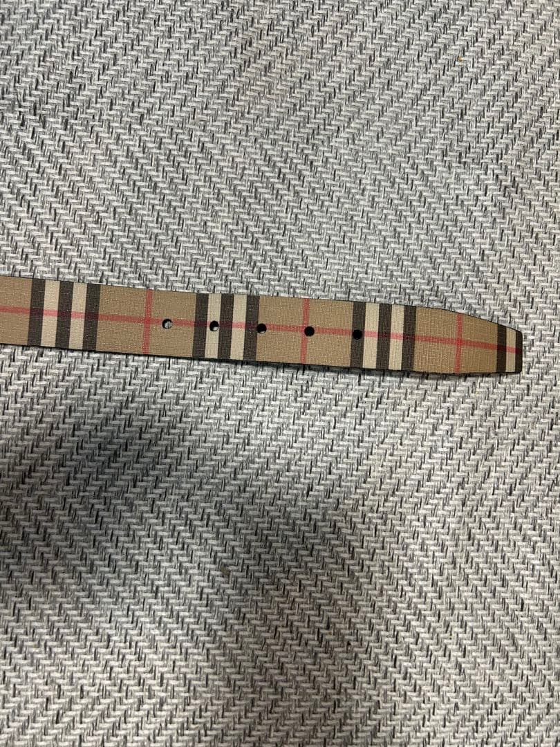 チェック柄 レザーベルト メタルバックル