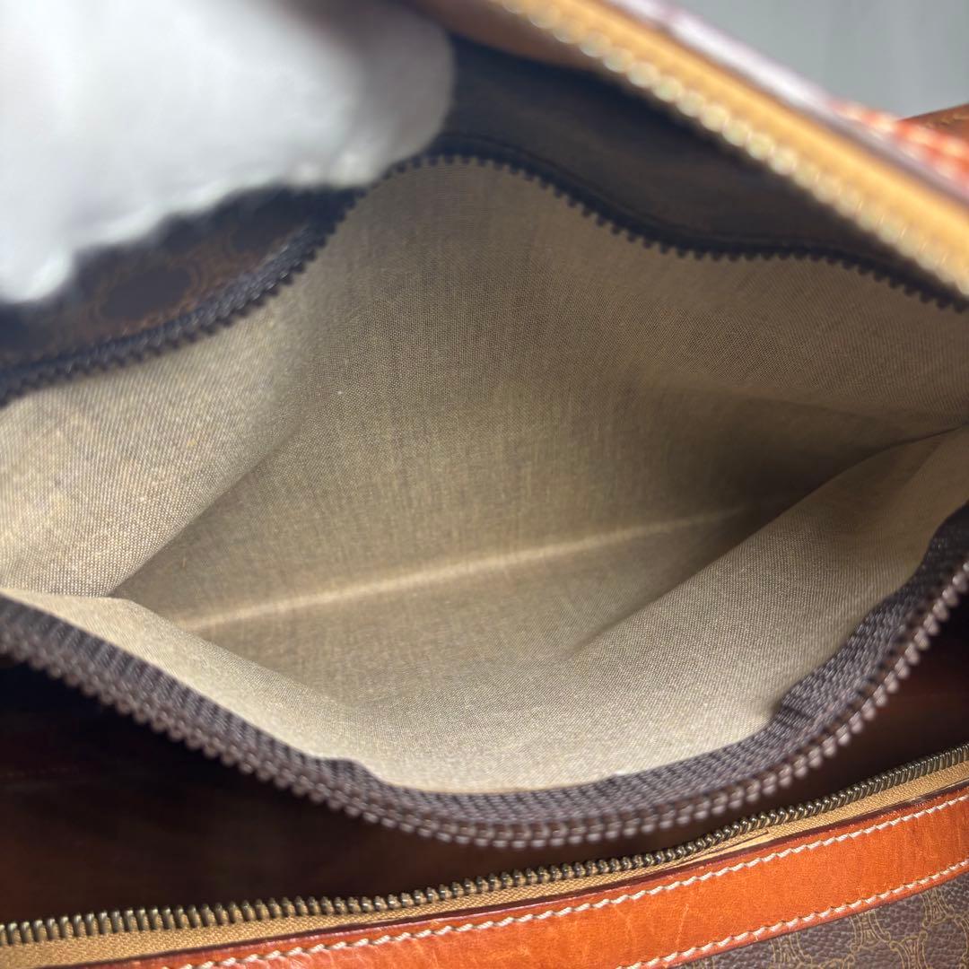 セリーヌ ボストンバッグ 大容量 ヴィンテージ マカダム トリオンフ ブラウン