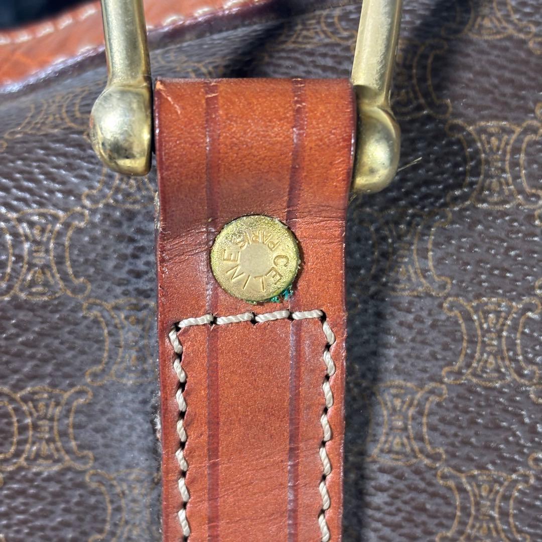 セリーヌ ボストンバッグ 大容量 ヴィンテージ マカダム トリオンフ ブラウン