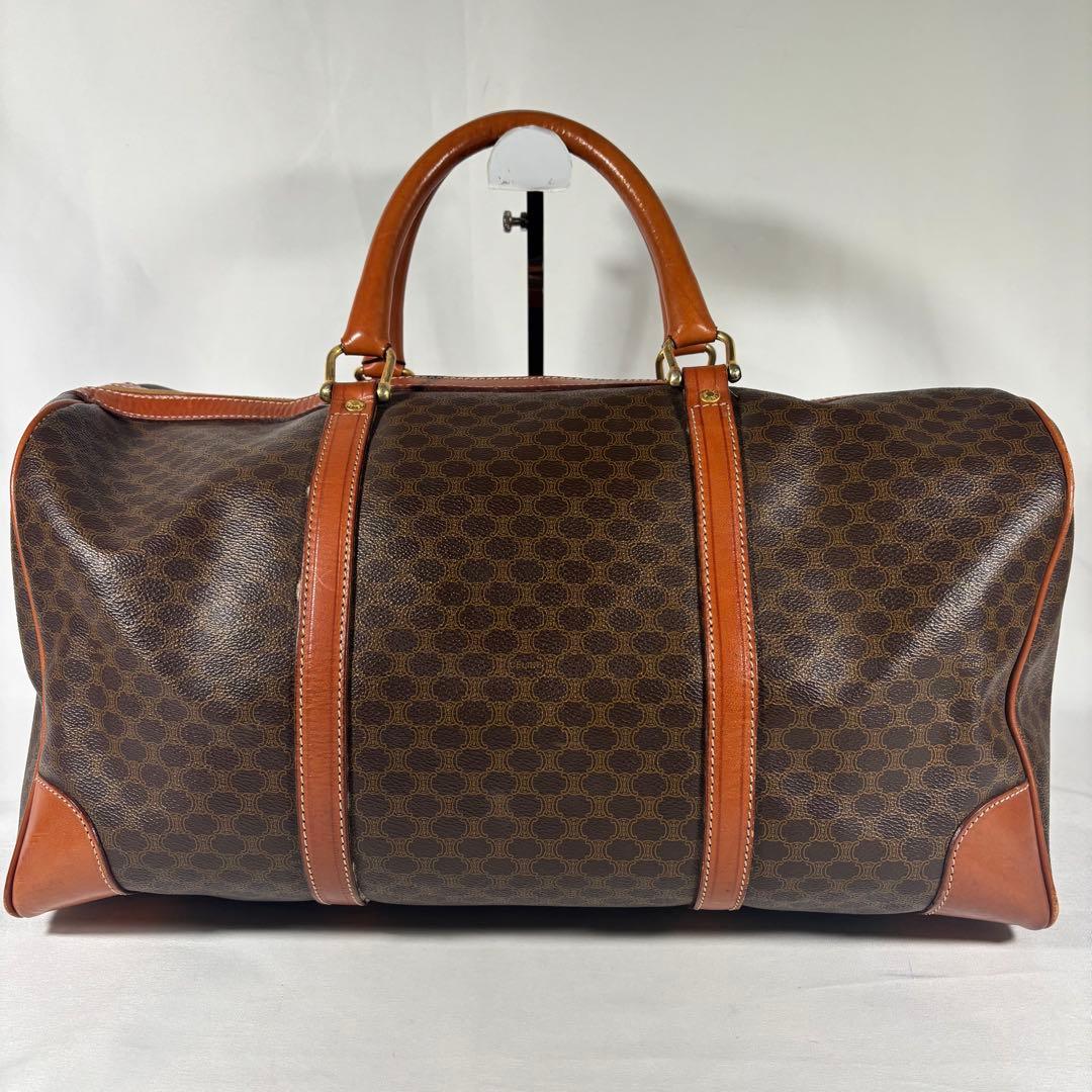 セリーヌ ボストンバッグ 大容量 ヴィンテージ マカダム トリオンフ ブラウン