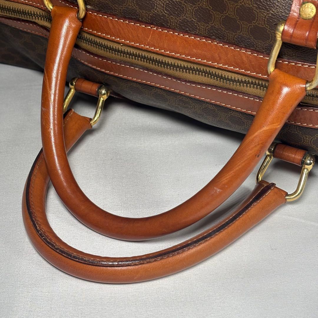 セリーヌ ボストンバッグ 大容量 ヴィンテージ マカダム トリオンフ ブラウン