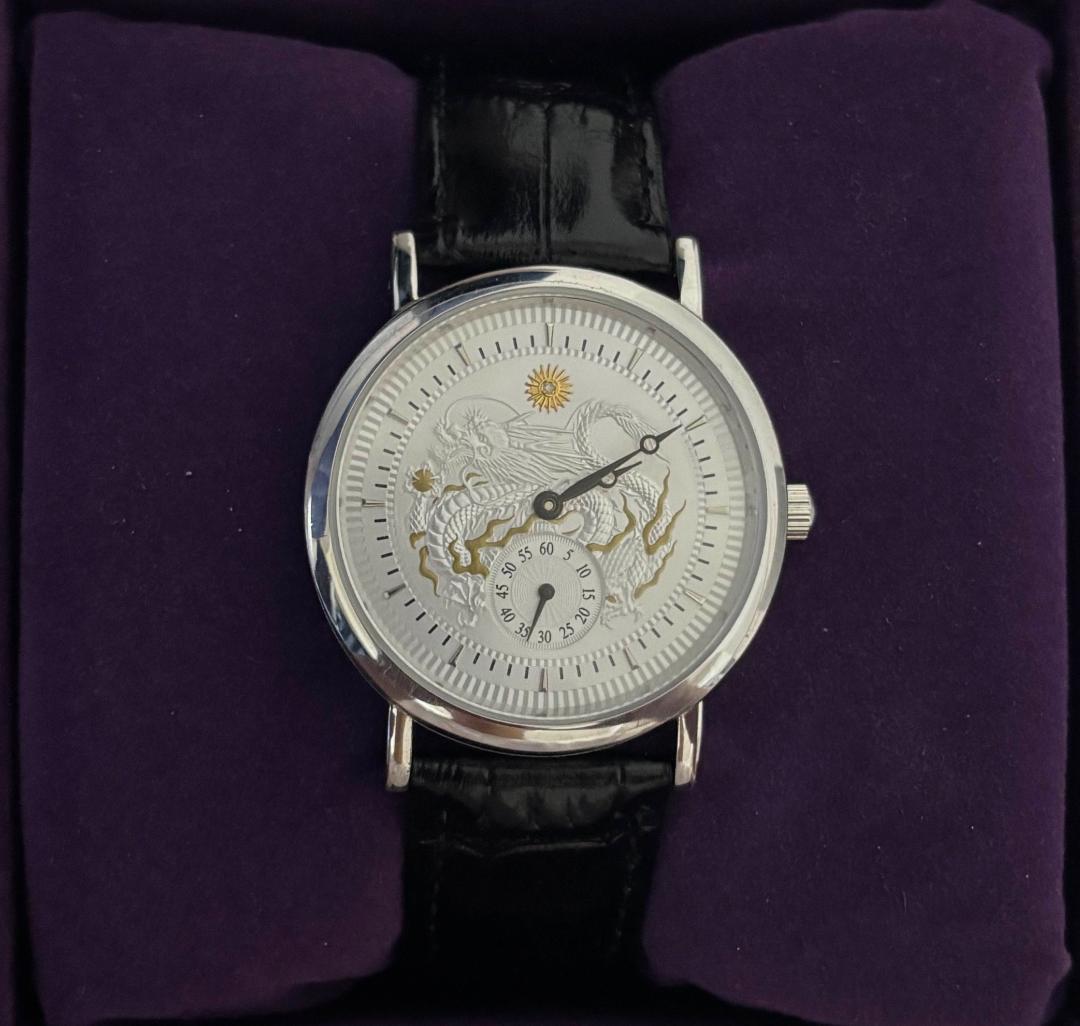 慶祝の刻 銀製腕時計 天皇陛下御在位30周年 銀座村松時計店