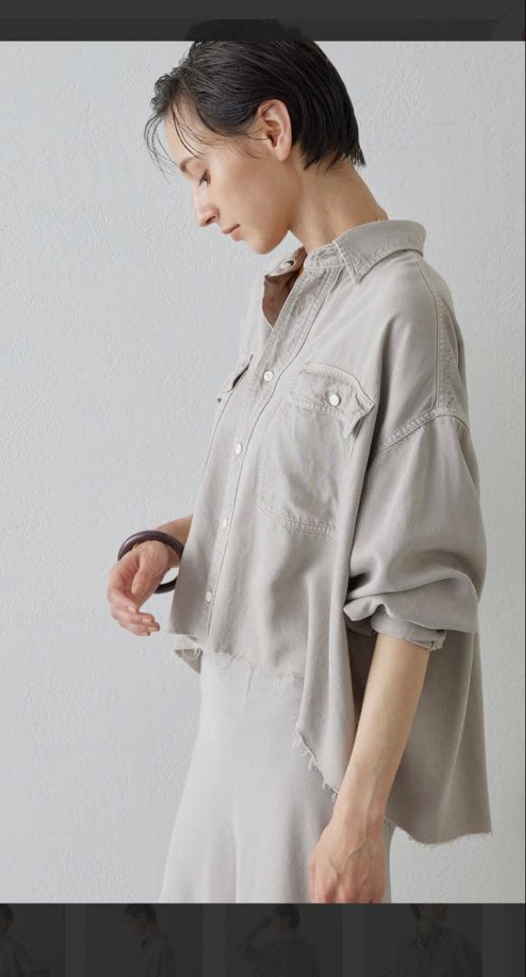 riki ウィムガゼット　テンセル繊維使用シャツ　ベージュ