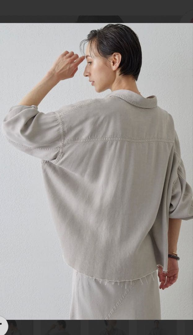 riki ウィムガゼット　テンセル繊維使用シャツ　ベージュ