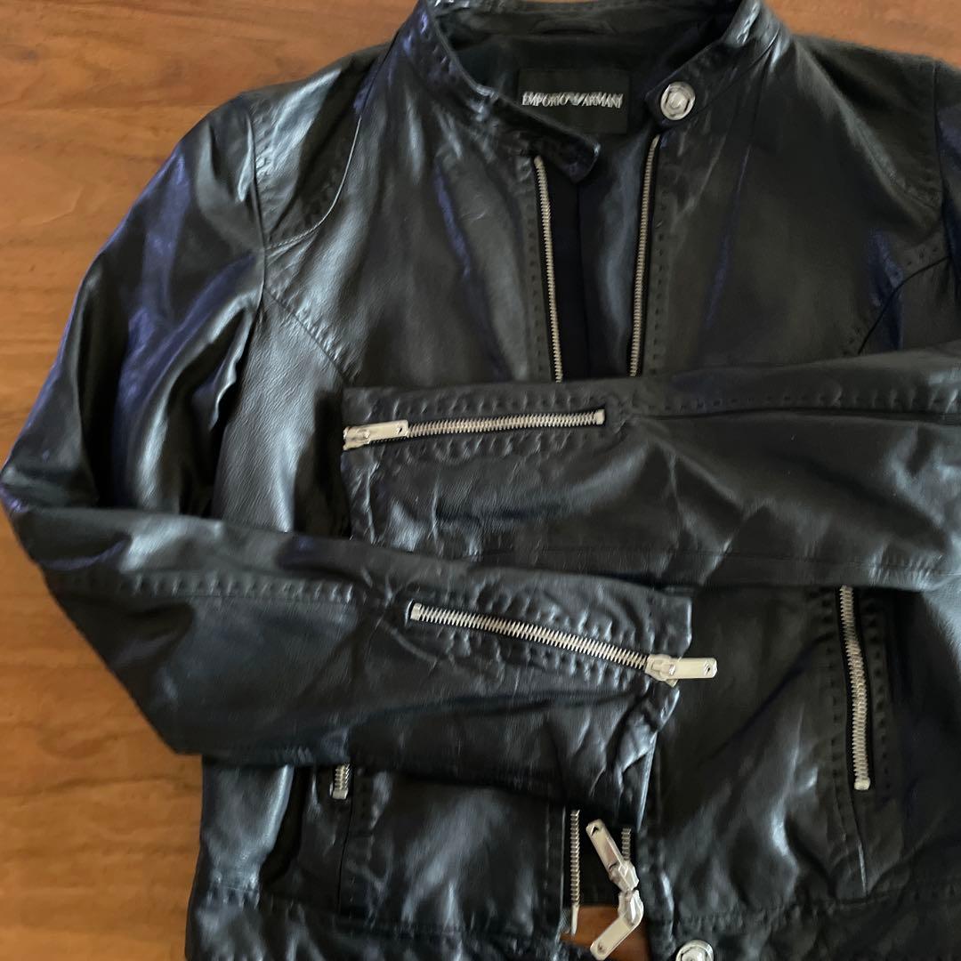美品EMPORIO ARMANI 本革 ライダースジャケット