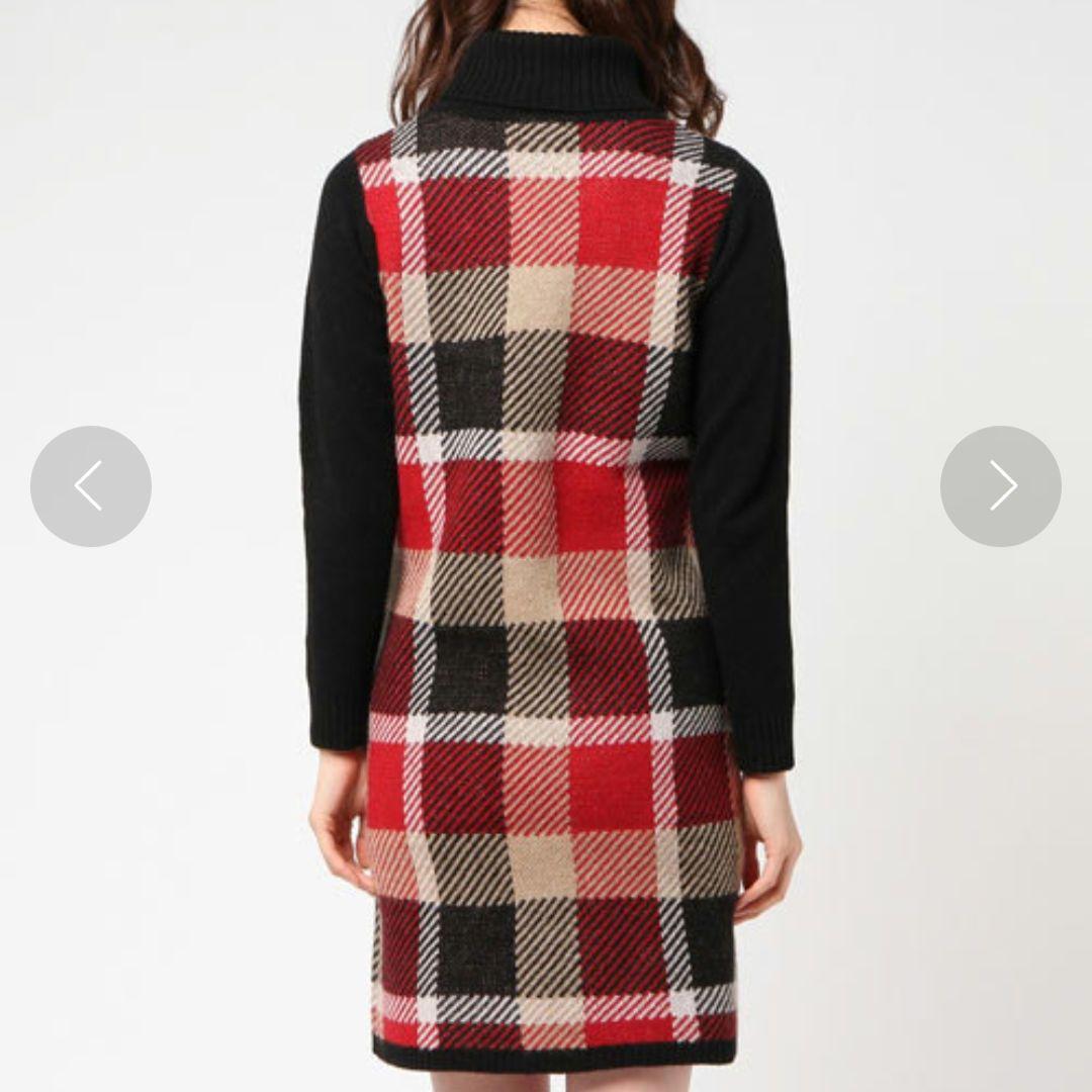 ブルーレーベルクレストブリッジ ウールモヘヤワンピース CBチェック ハイネック