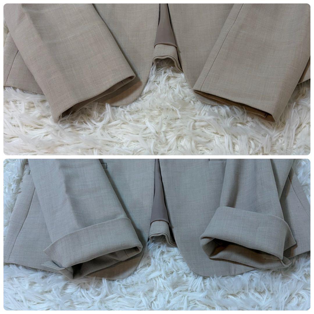 グリーンレーベルリラクシング 洗える ノーカラーパンツスーツ ワイドパンツ 40