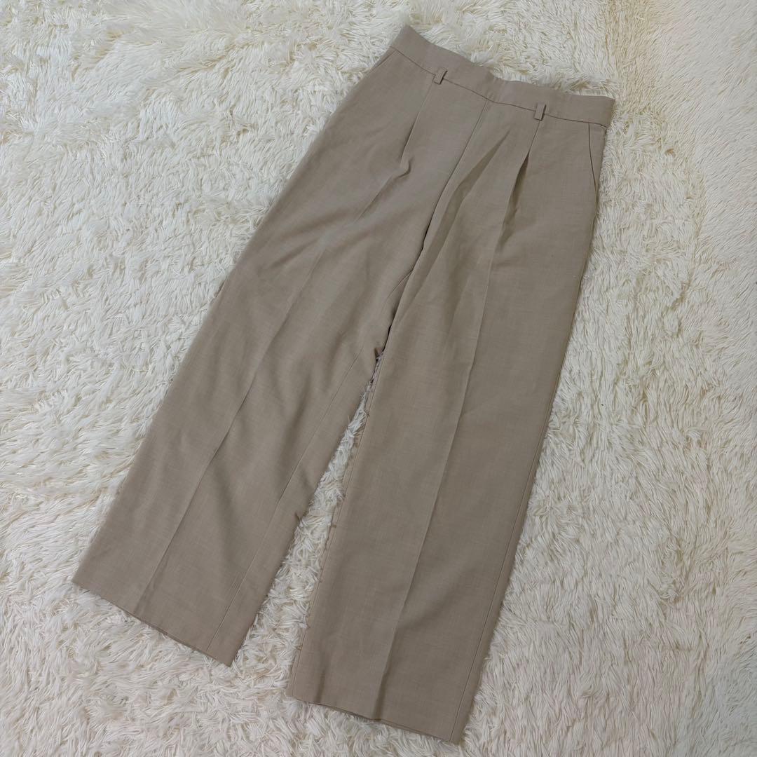 グリーンレーベルリラクシング 洗える ノーカラーパンツスーツ ワイドパンツ 40