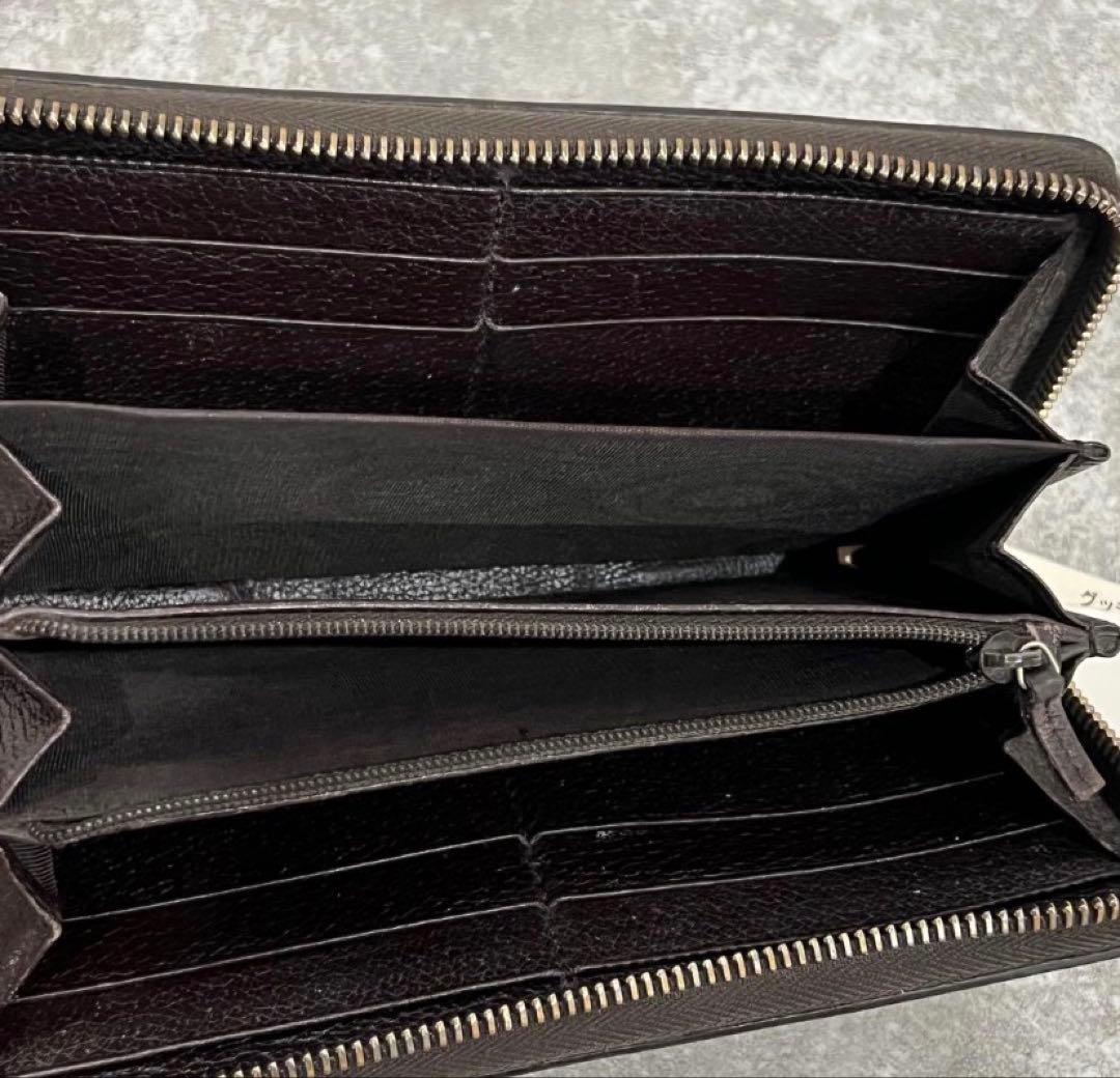 GUCCI GGキャンバス Bee刺繍 ラウンドジップ長財布 シェリーライン