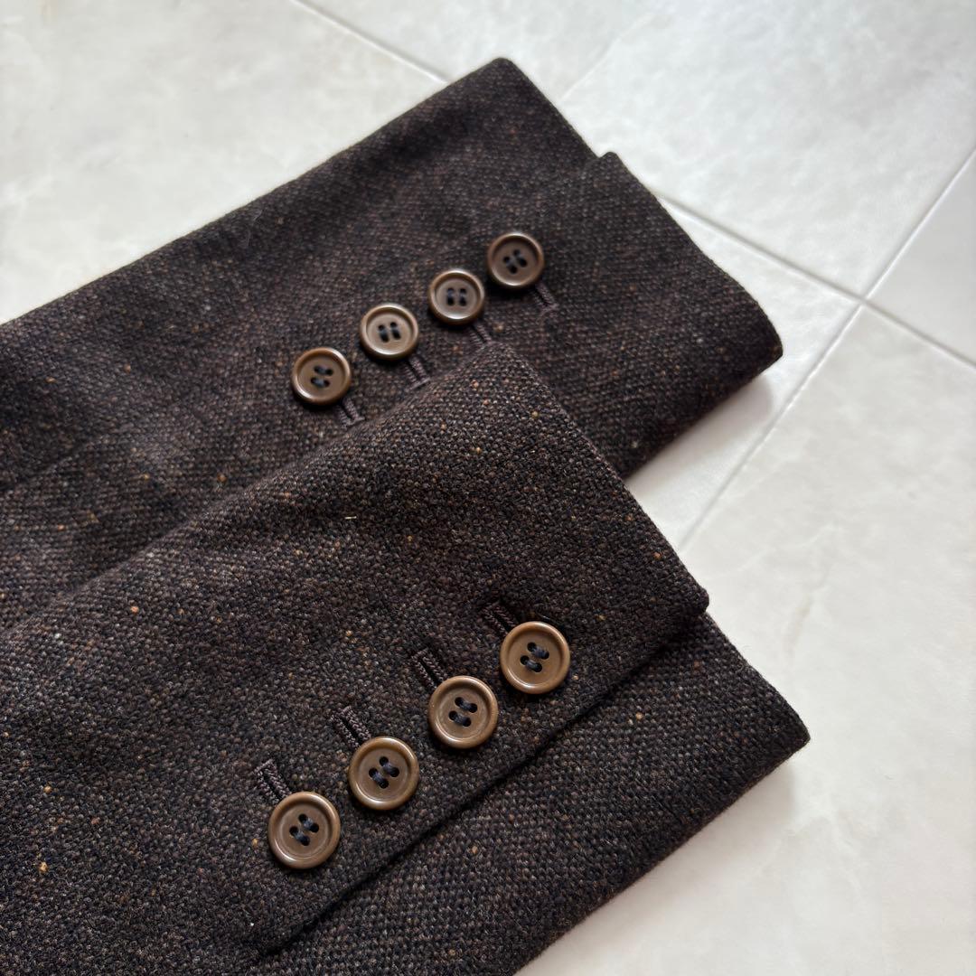 Theoryツイード調 テーラード フレアパンツスーツ セットアップ 茶 2