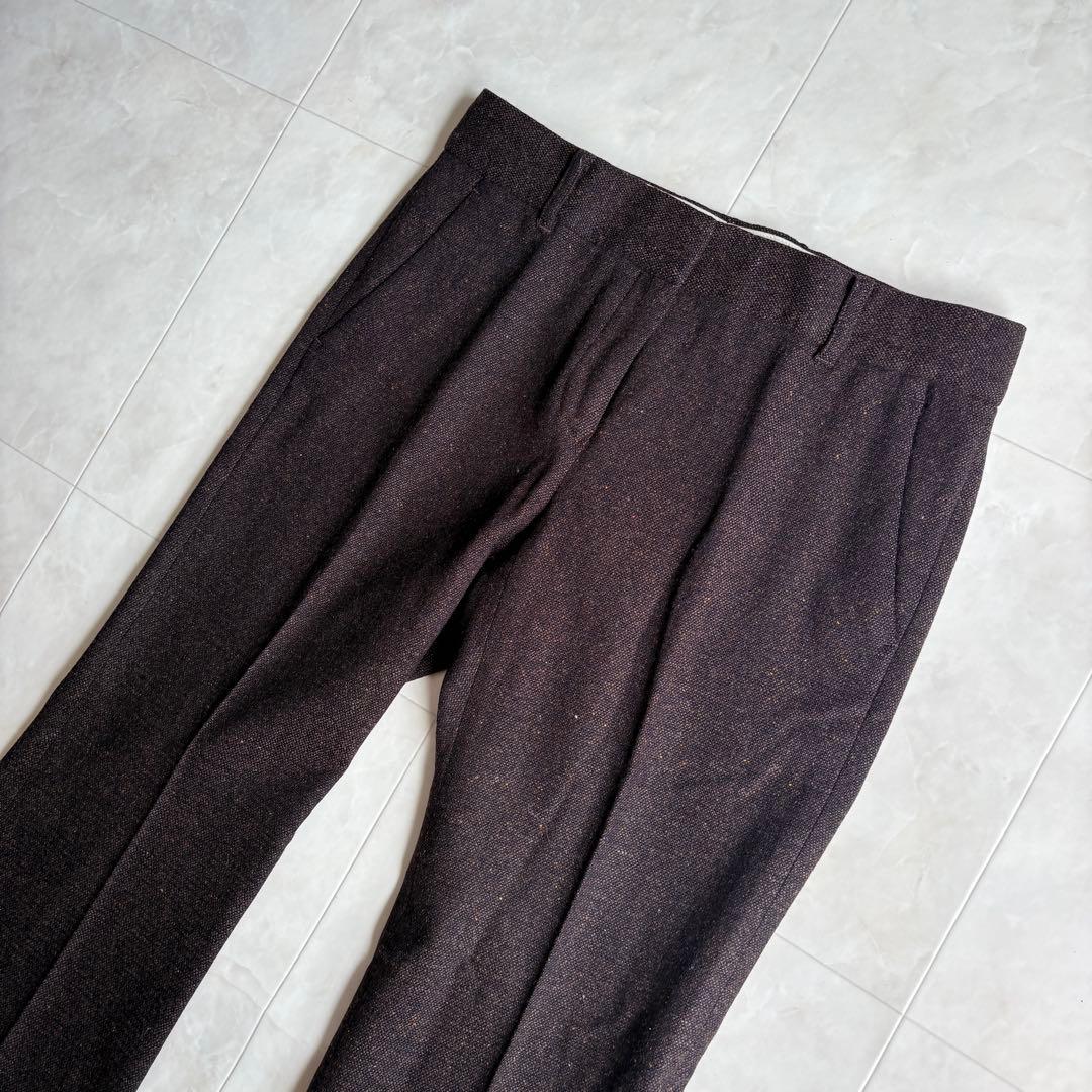 Theoryツイード調 テーラード フレアパンツスーツ セットアップ 茶 2