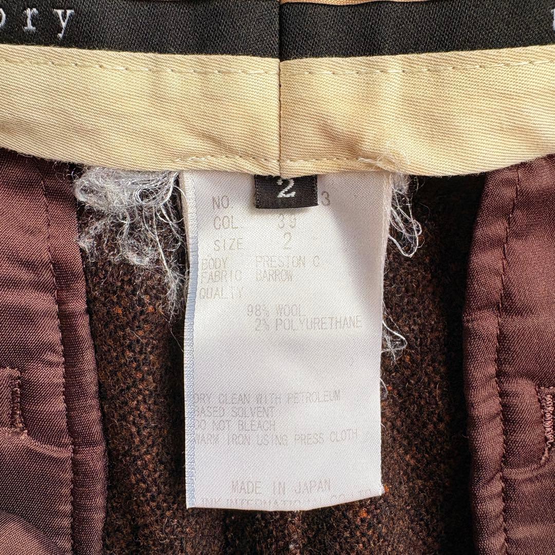 Theoryツイード調 テーラード フレアパンツスーツ セットアップ 茶 2