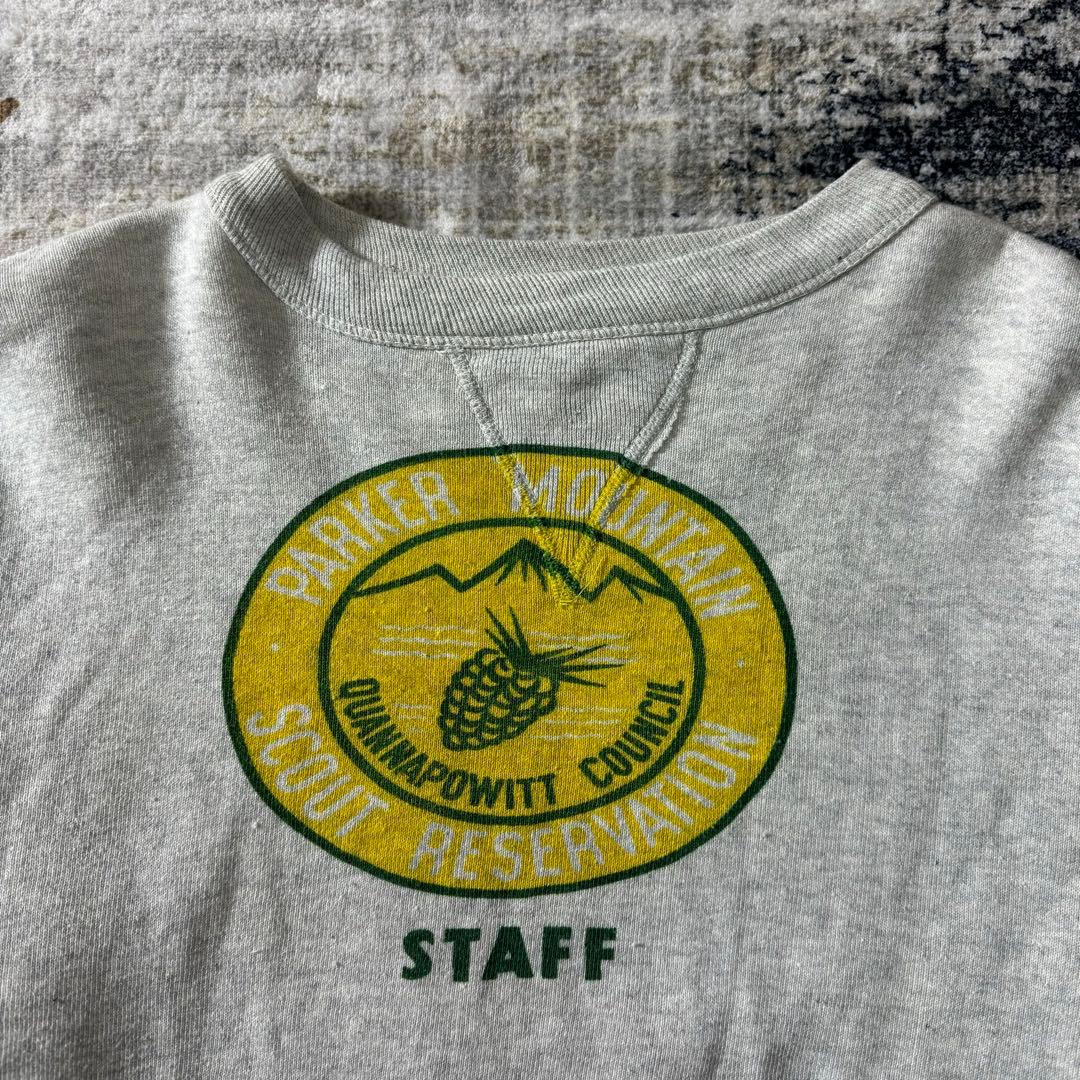 極美品 50s ヴィンテージ スウェット 霜降り 前V 丸胴 グレー 染み込み