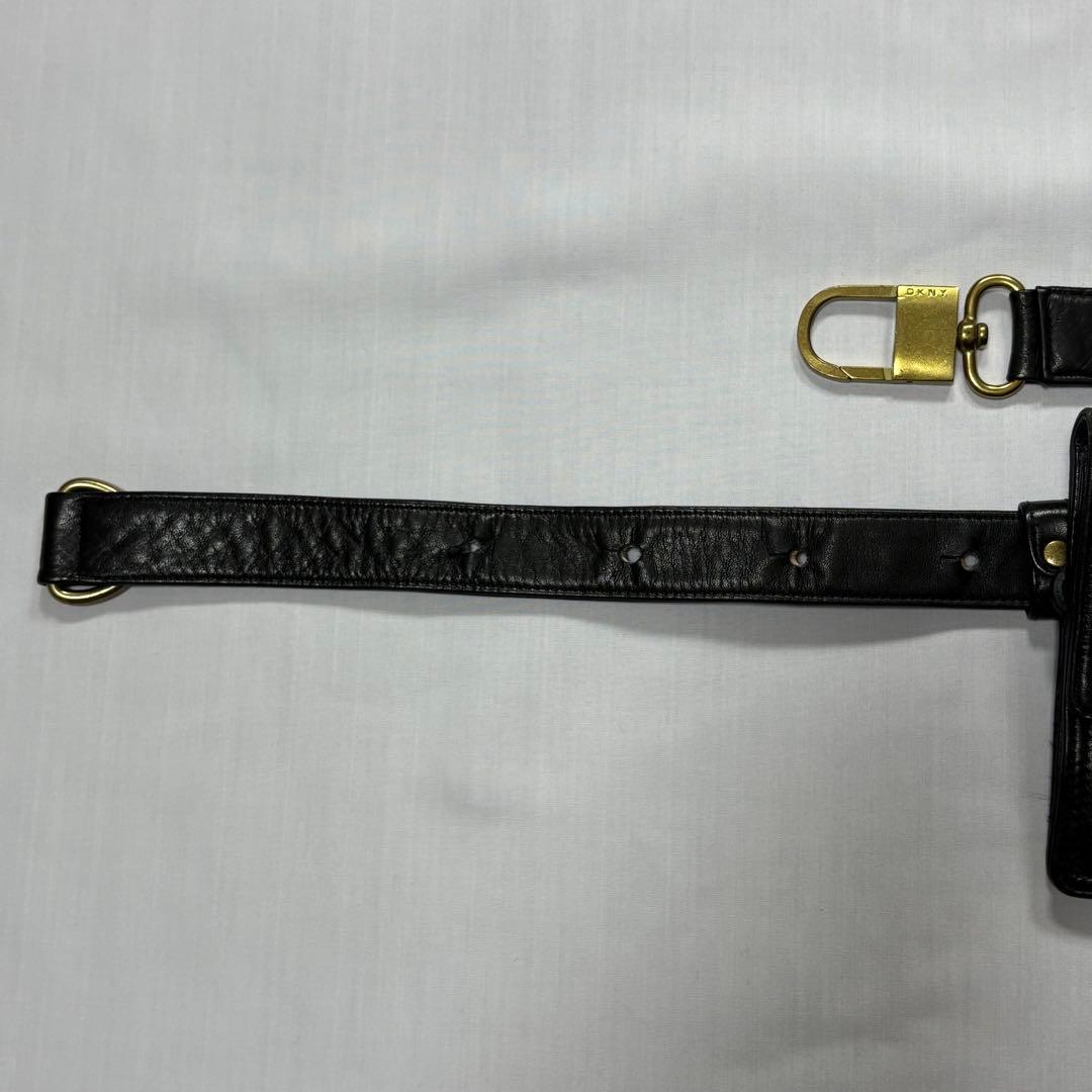 【希少】90s DKNYレザーウエストポーチ アンティークゴールド金具 スクエア