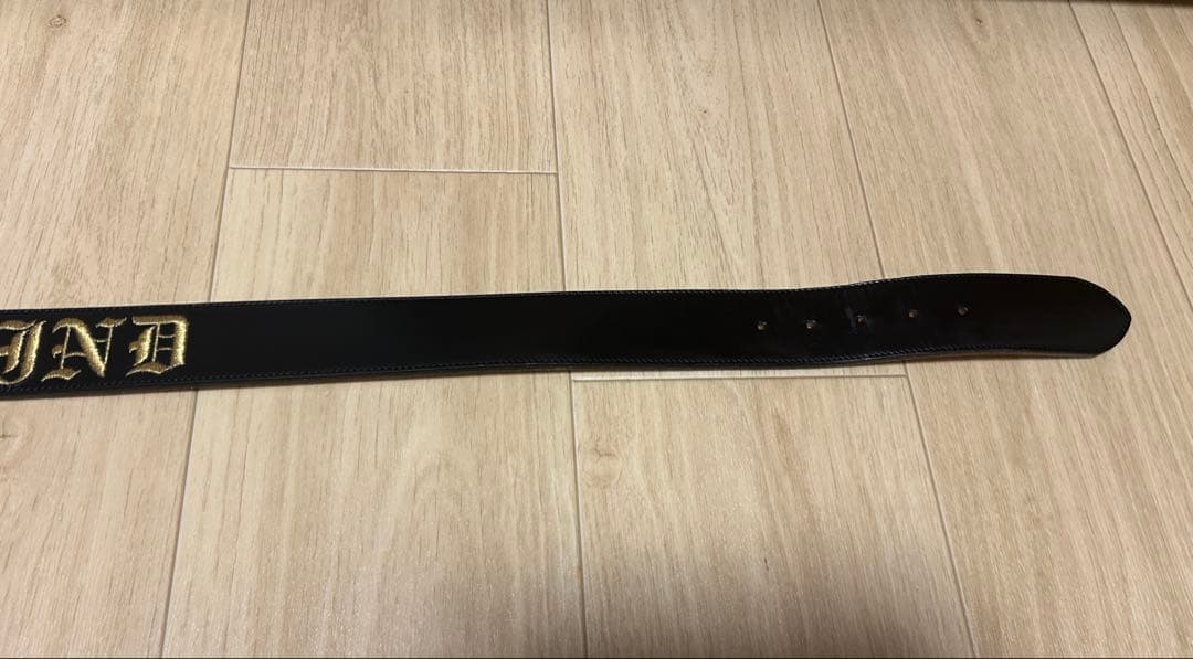 マスターマインド　レザーベルト　ロゴ刺繍　黒　ゴールド　master mind