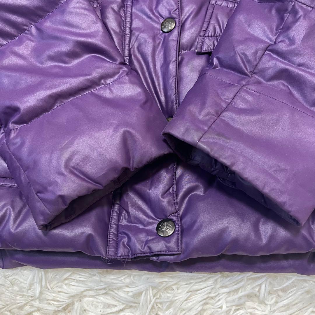 バーバリーブルーレーベル ダウンジャケット タヌキファー ノバチェック パープル