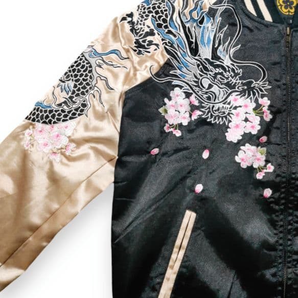 ROGUE＝ならず者 スカジャン 和柄 桜 龍 竜 ドラゴン 刺繍 スーベニア