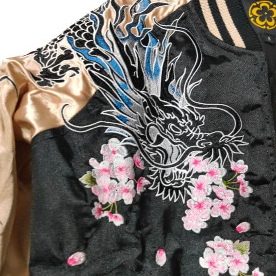 ROGUE＝ならず者 スカジャン 和柄 桜 龍 竜 ドラゴン 刺繍 スーベニア