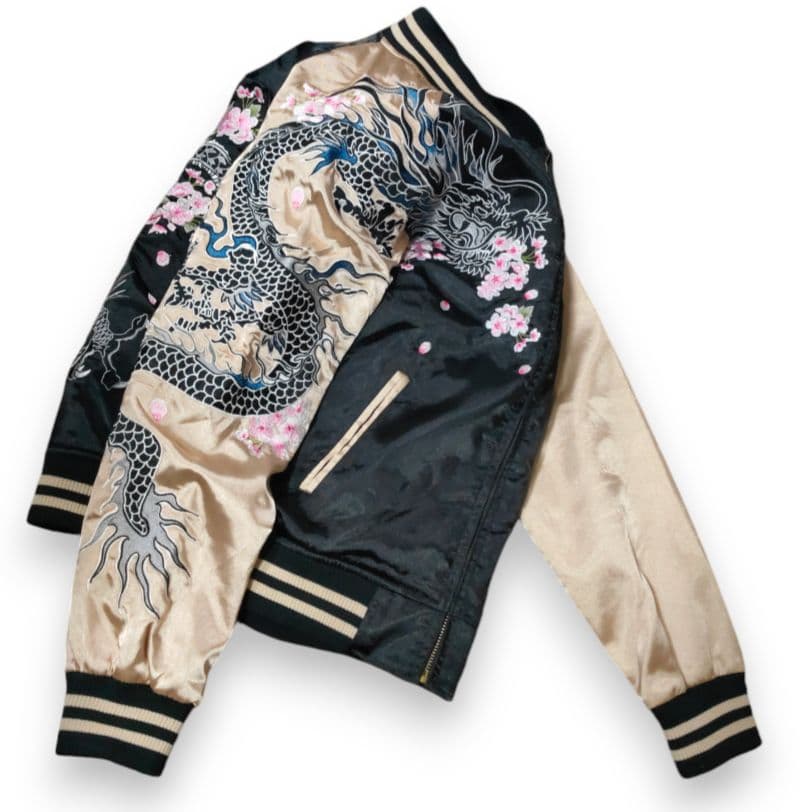 ROGUE＝ならず者 スカジャン 和柄 桜 龍 竜 ドラゴン 刺繍 スーベニア