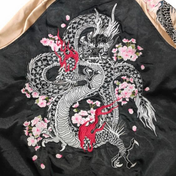 ROGUE＝ならず者 スカジャン 和柄 桜 龍 竜 ドラゴン 刺繍 スーベニア