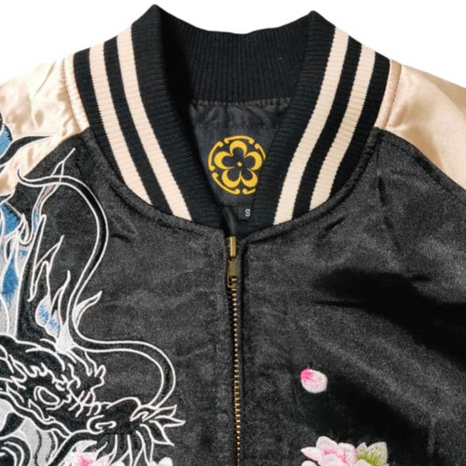 ROGUE＝ならず者 スカジャン 和柄 桜 龍 竜 ドラゴン 刺繍 スーベニア