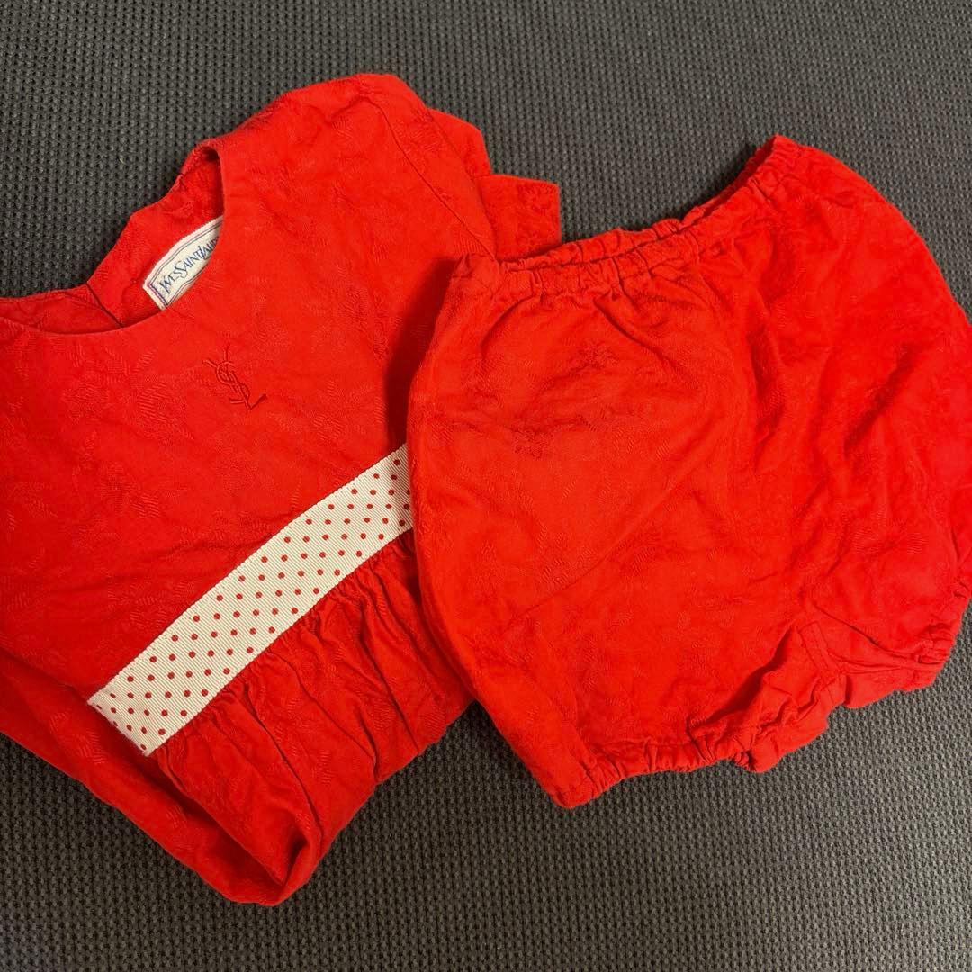 イブサンローランYSL赤リボンワンピース90クリスマスバレンタイン撮影発表会誕生