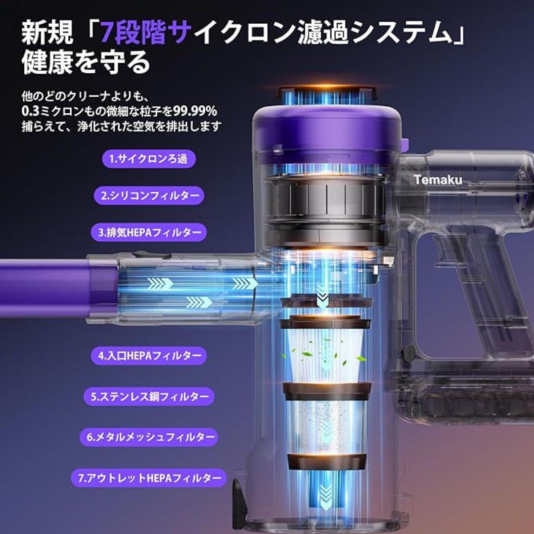 ⭐️新品⭐️ 掃除機 コードレス 80KPa超強力吸引 65分連続稼働 自立式 軽量